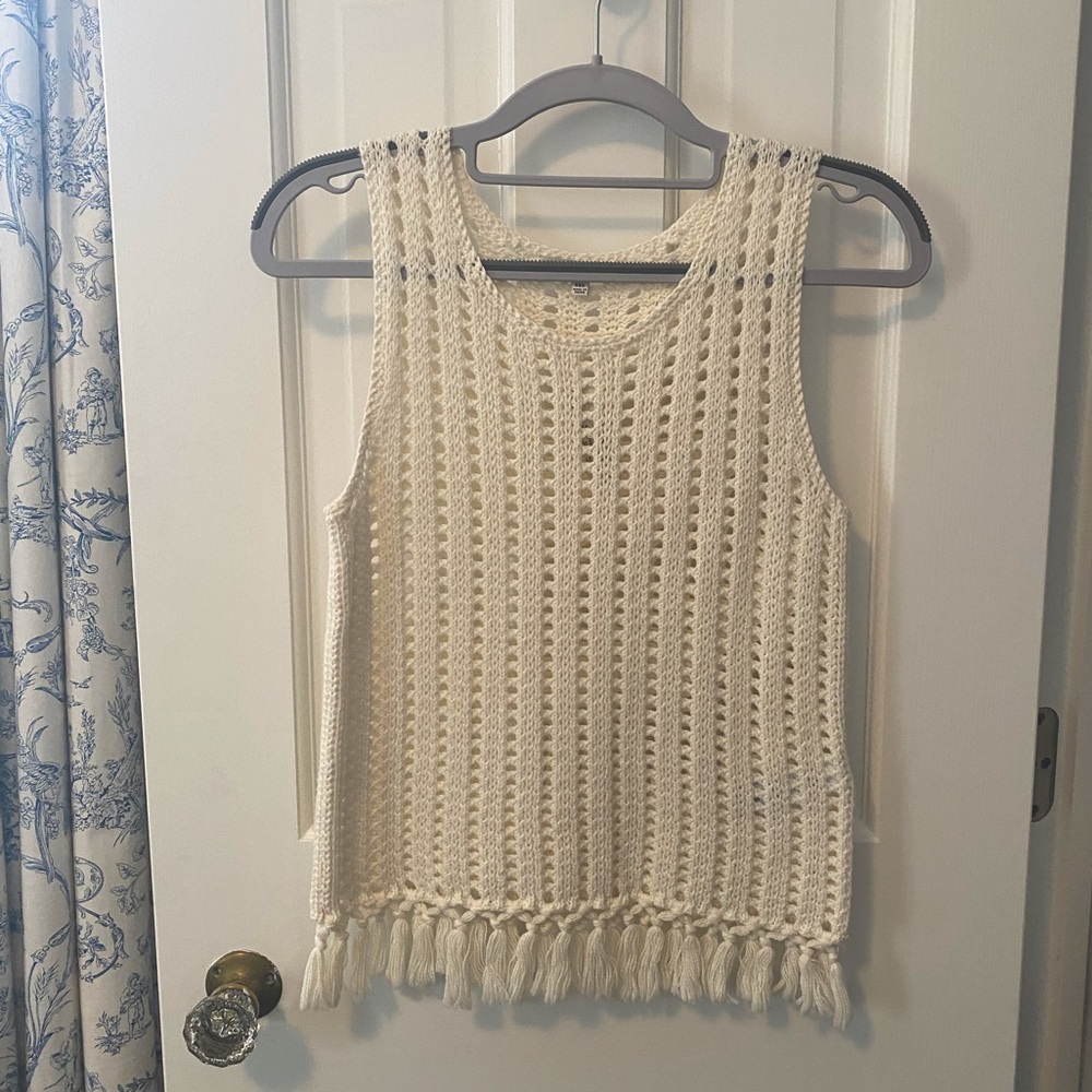 Madewell crochet fringe tank top